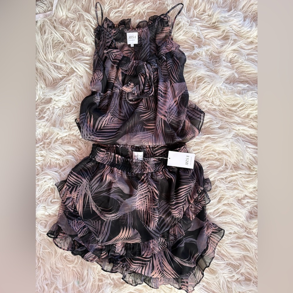 NWT MISA Los Angeles Palma Set San Miguel Palm Ruffle Skirt & Top Medium Revolve